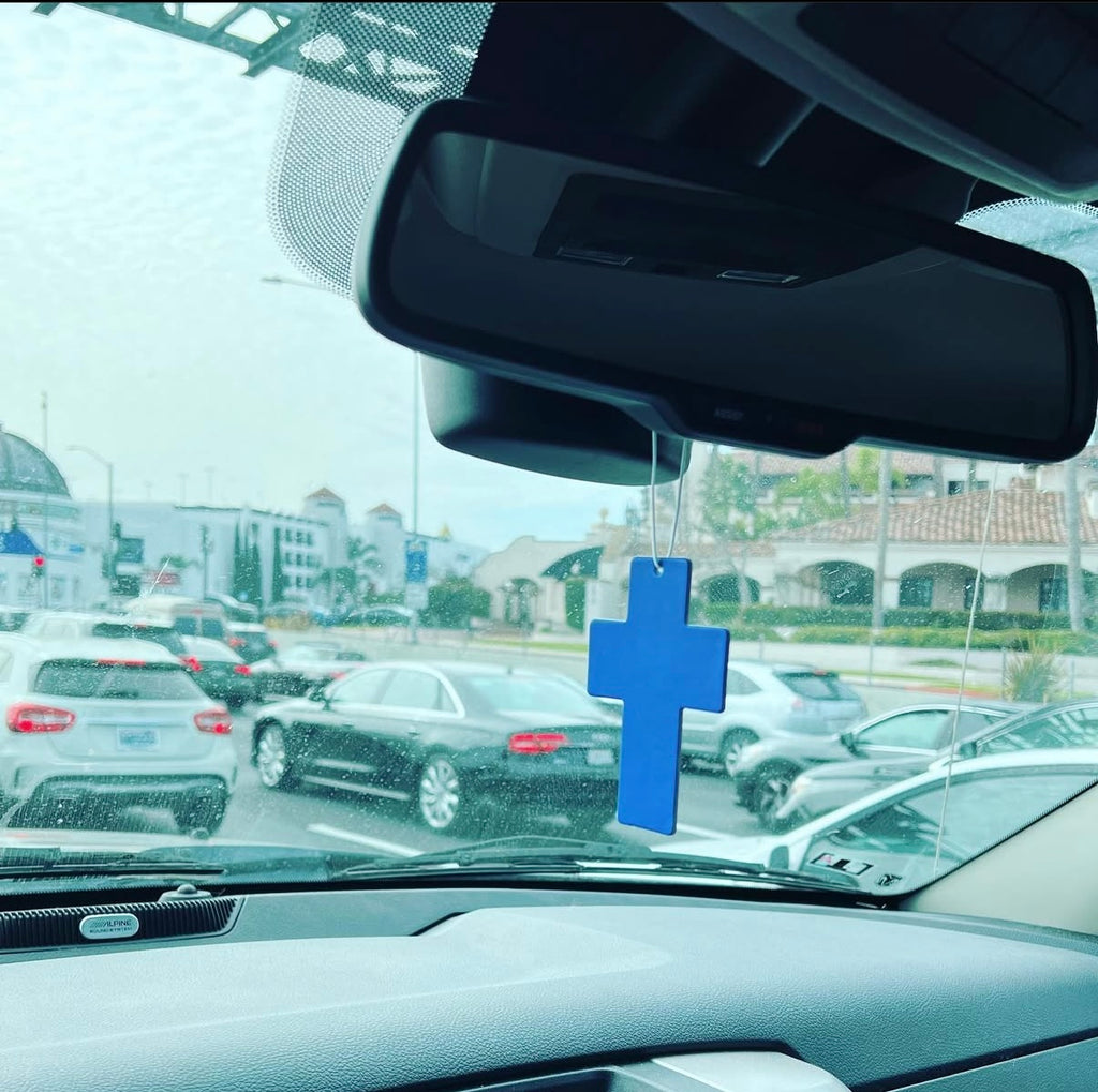 Little Cross Car Air Freshener + Tear-Away Prayer Card