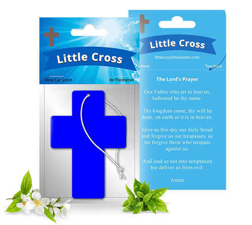 Little Cross Car Air Freshener + Tear-Away Prayer Card
